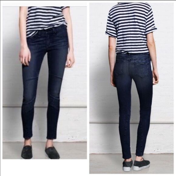 rag & bone Samurai Moto Skinny Jeans in Dark Indigo Blue size 25 - Picture 1 of 9